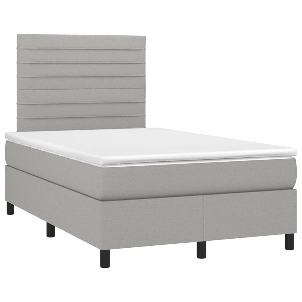 Sommier à lattes de lit matelas LED gris clair 120x190 cm tissu - XIOS