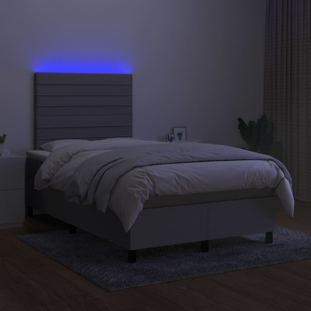 Sommier à lattes de lit matelas LED gris clair 120x190 cm tissu - XIOS