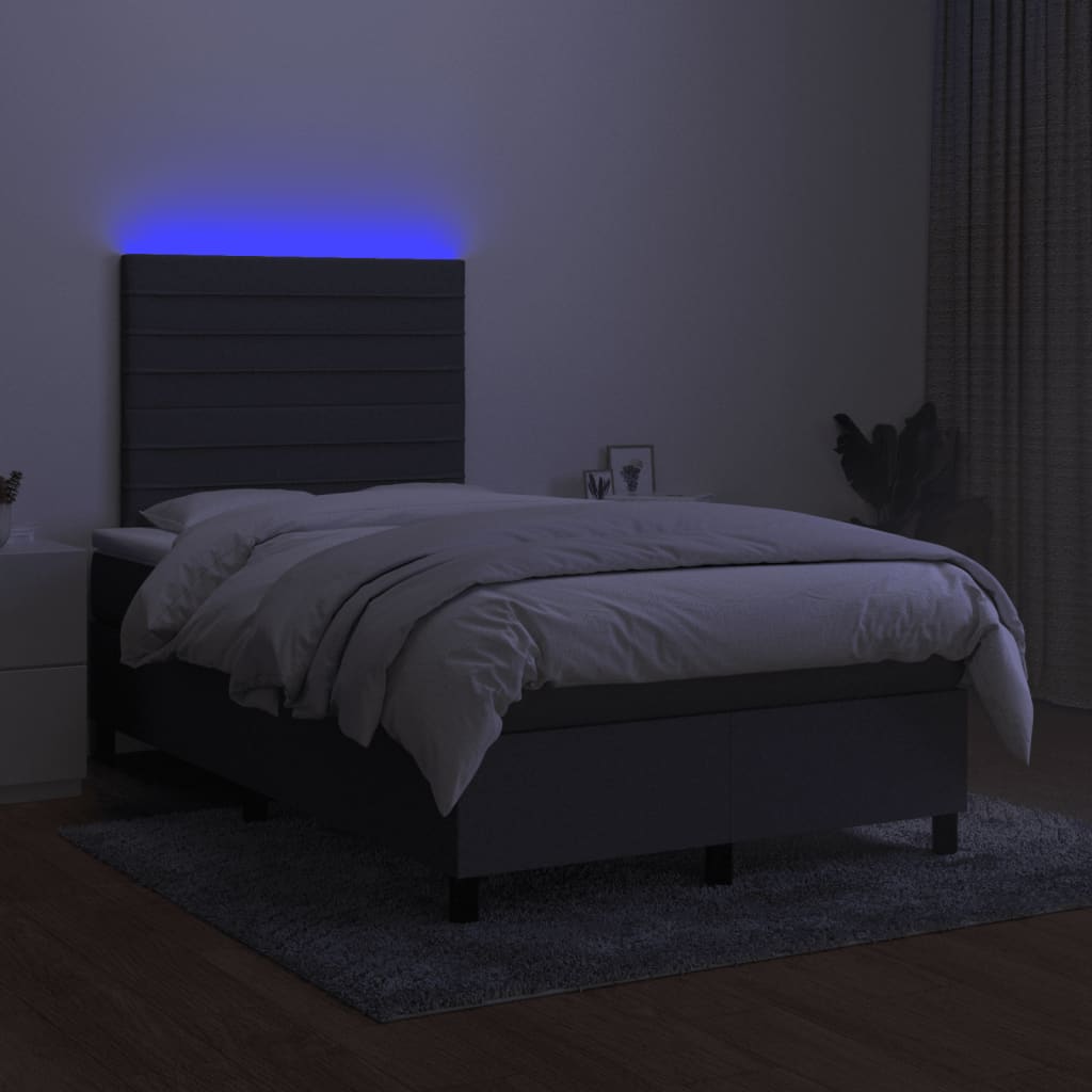 Sommier à lattes de lit matelas LED gris foncé 120x190 cm tissu - XIOS