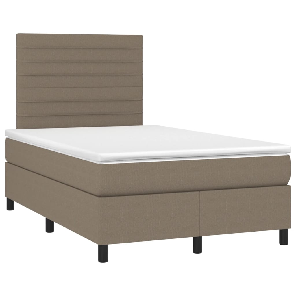 Sommier à lattes de lit matelas et LED taupe 120x190 cm tissu - XIOS