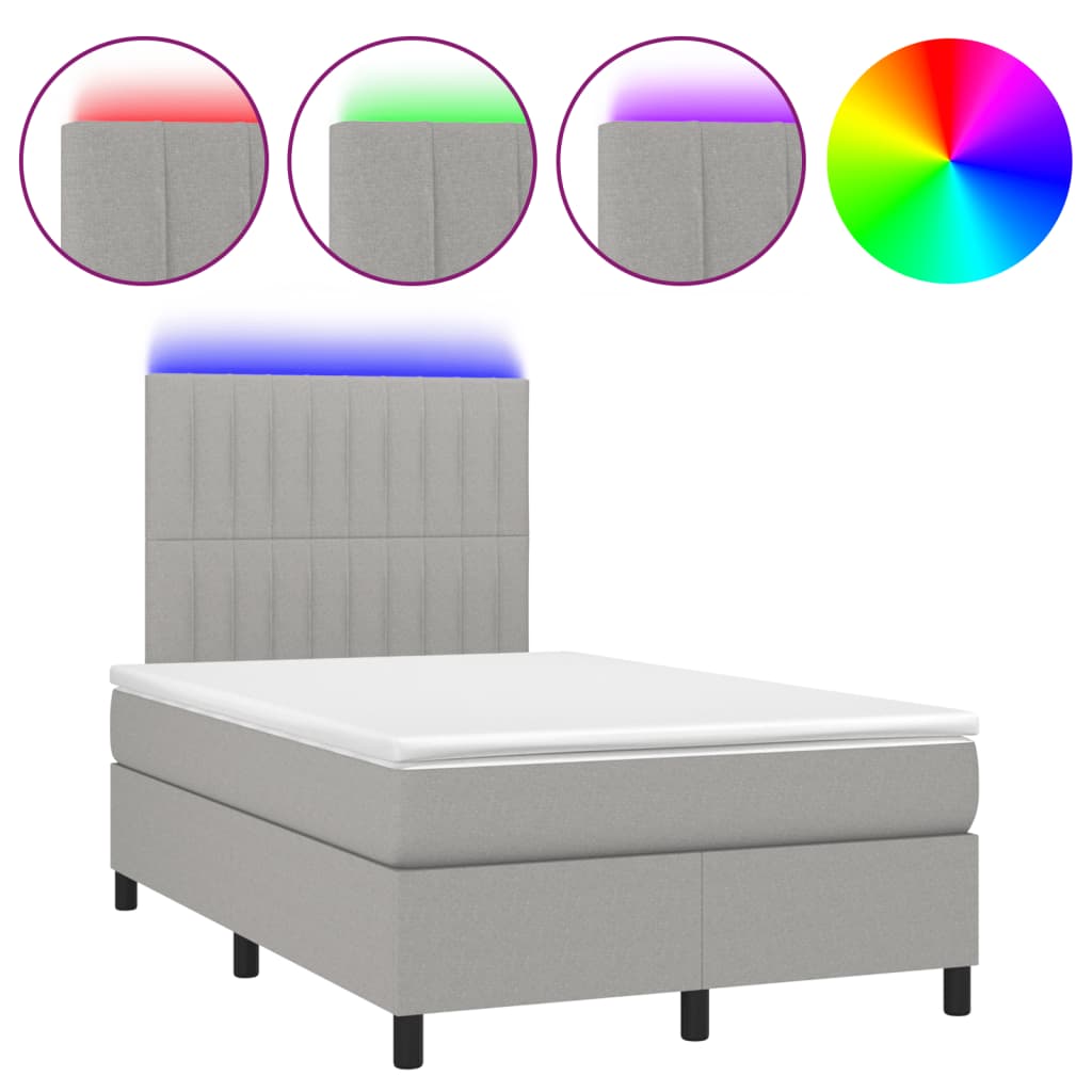 Sommier à lattes de lit matelas LED gris clair 120x190 cm tissu - XIOS