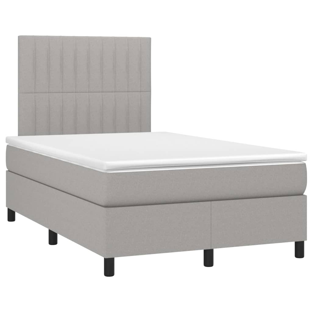Sommier à lattes de lit matelas LED gris clair 120x190 cm tissu - XIOS