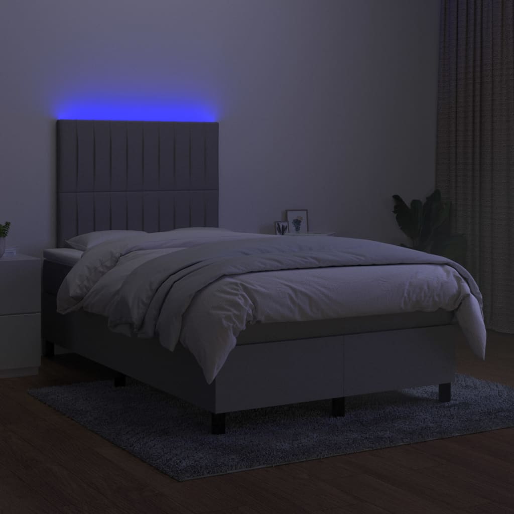 Sommier à lattes de lit matelas LED gris clair 120x190 cm tissu - XIOS