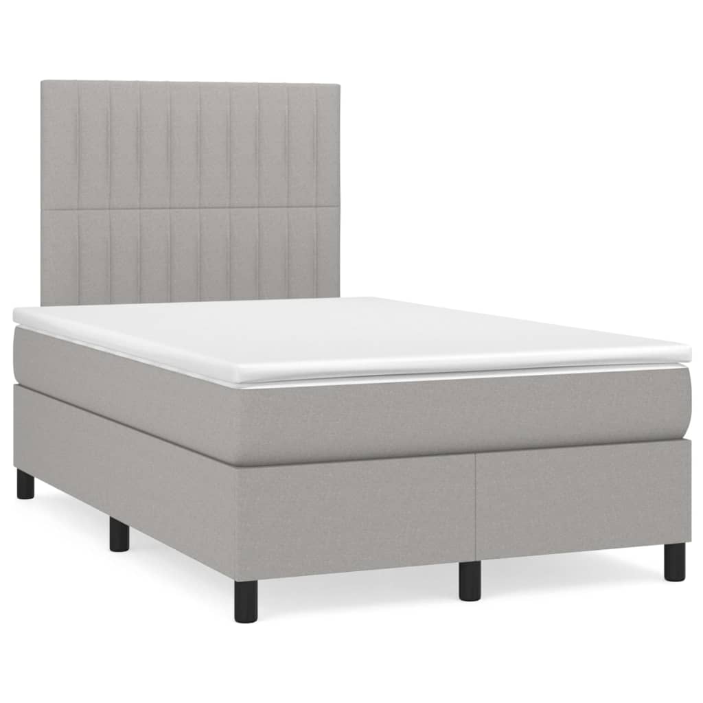 Sommier à lattes de lit matelas LED gris clair 120x190 cm tissu - XIOS