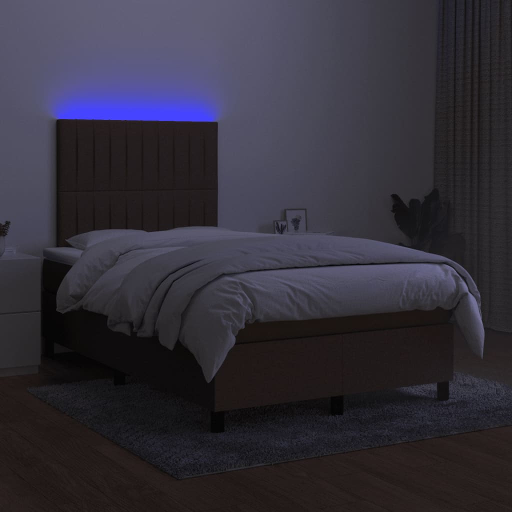 Sommier à lattes de lit matelas et LED marron foncé 120x190 cm - XIOS