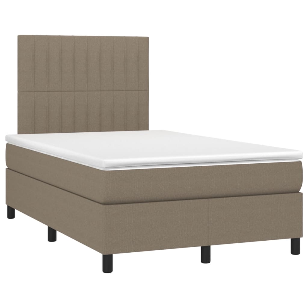 Sommier à lattes de lit matelas et LED taupe 120x190 cm tissu - XIOS