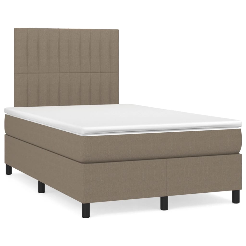 Sommier à lattes de lit matelas et LED taupe 120x190 cm tissu - XIOS