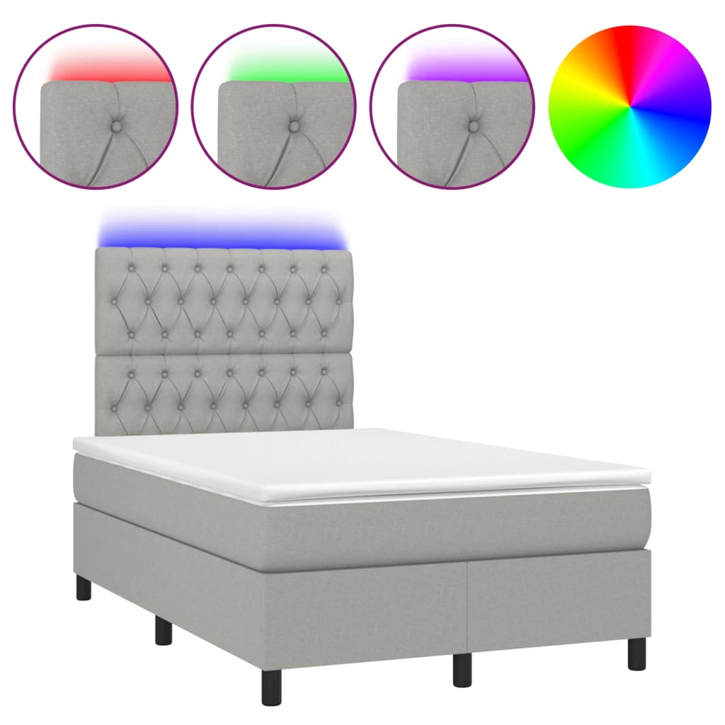 Sommier à lattes de lit matelas LED gris clair 120x190 cm tissu - XIOS