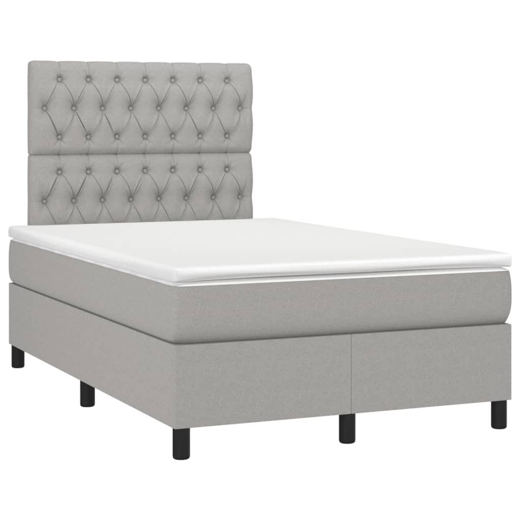 Sommier à lattes de lit matelas LED gris clair 120x190 cm tissu - XIOS
