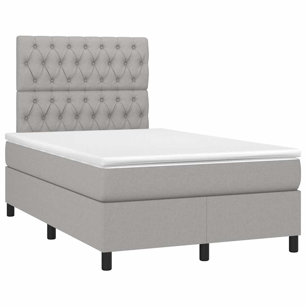 Sommier à lattes de lit matelas LED gris clair 120x190 cm tissu - XIOS