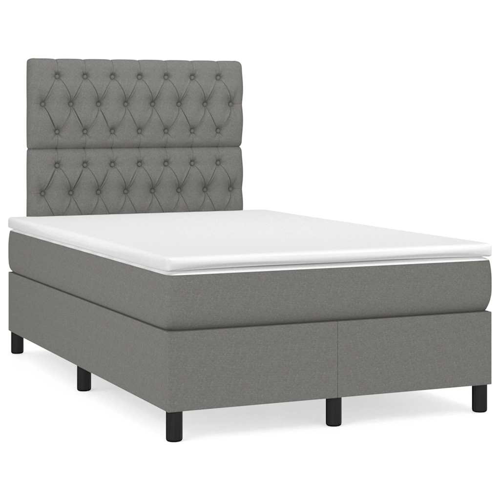 Sommier à lattes de lit matelas LED gris foncé 120x190 cm tissu - XIOS