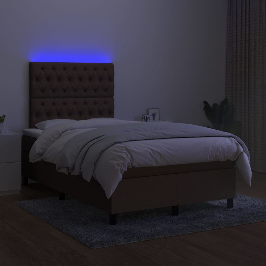 Sommier à lattes de lit matelas et LED marron foncé 120x190 cm - XIOS
