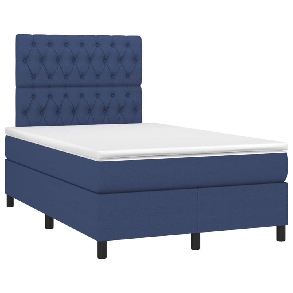 Sommier à lattes de lit matelas et LED bleu 120x190 cm tissu - XIOS