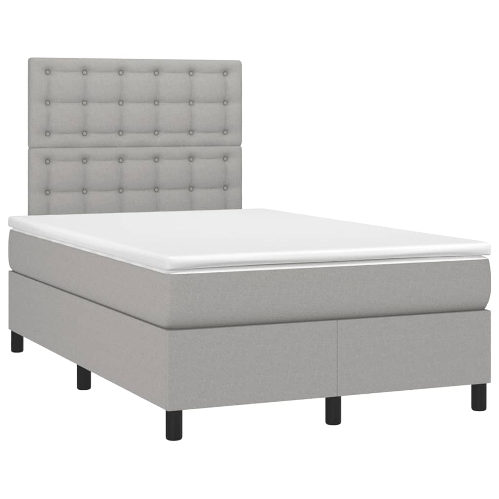 Sommier à lattes de lit matelas LED gris clair 120x190 cm tissu - XIOS