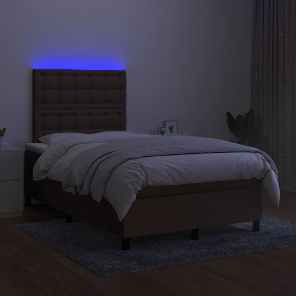 Sommier à lattes de lit matelas et LED marron foncé 120x190 cm - XIOS