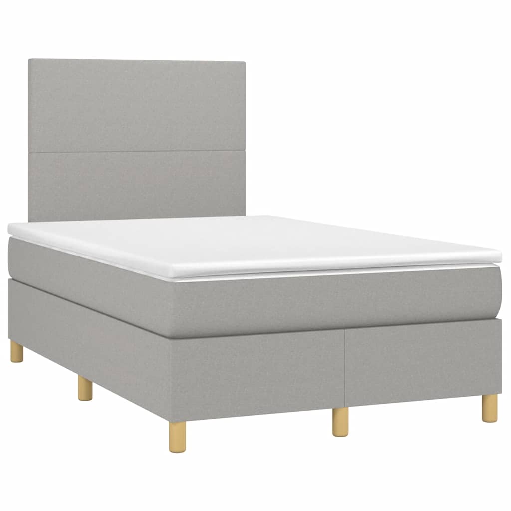 Sommier à lattes de lit matelas LED gris clair 120x190 cm tissu - XIOS
