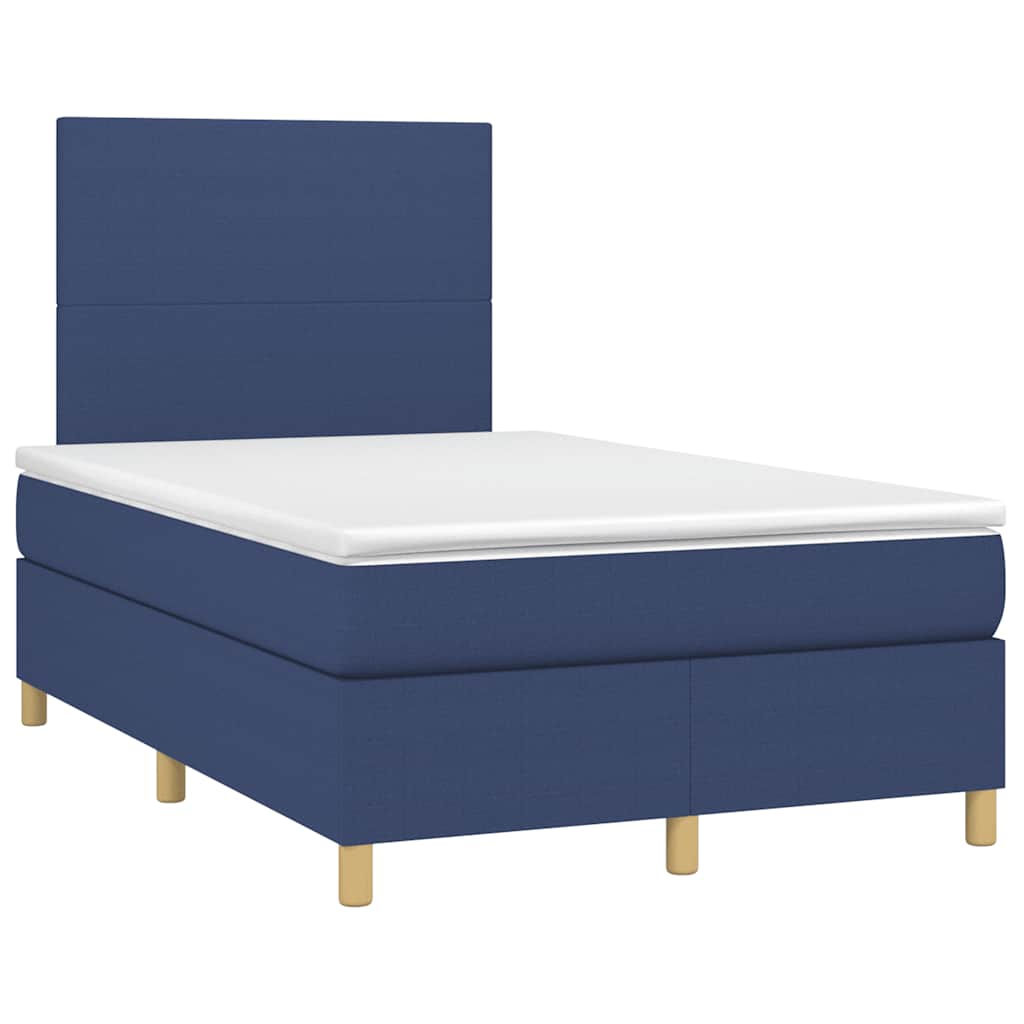 Sommier à lattes de lit matelas et LED bleu 120x190 cm tissu - XIOS