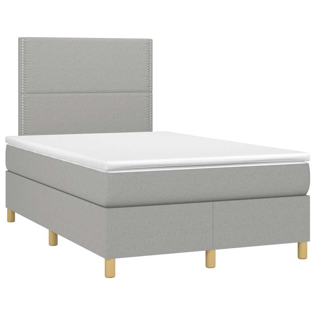 Sommier à lattes de lit matelas LED gris clair 120x190 cm tissu - XIOS