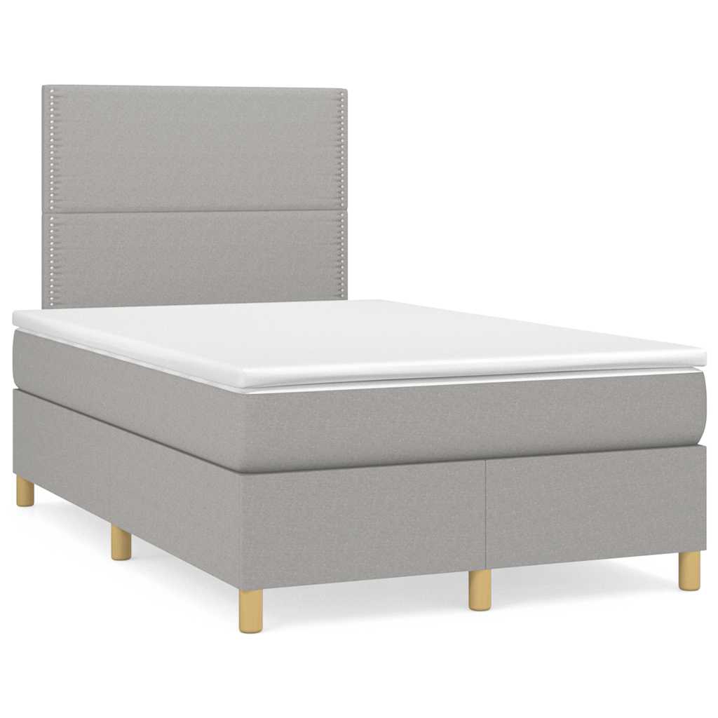 Sommier à lattes de lit matelas LED gris clair 120x190 cm tissu - XIOS