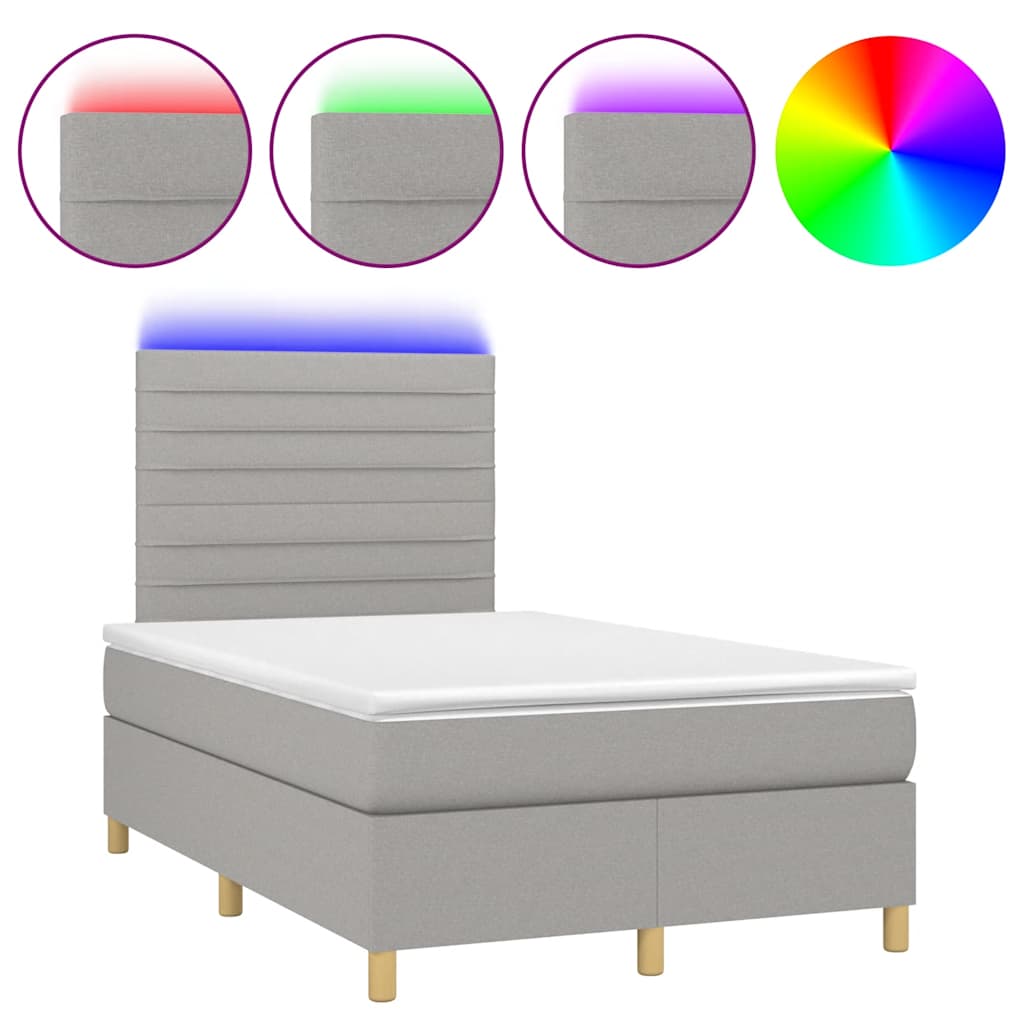 Sommier à lattes de lit matelas LED gris clair 120x190 cm tissu - XIOS