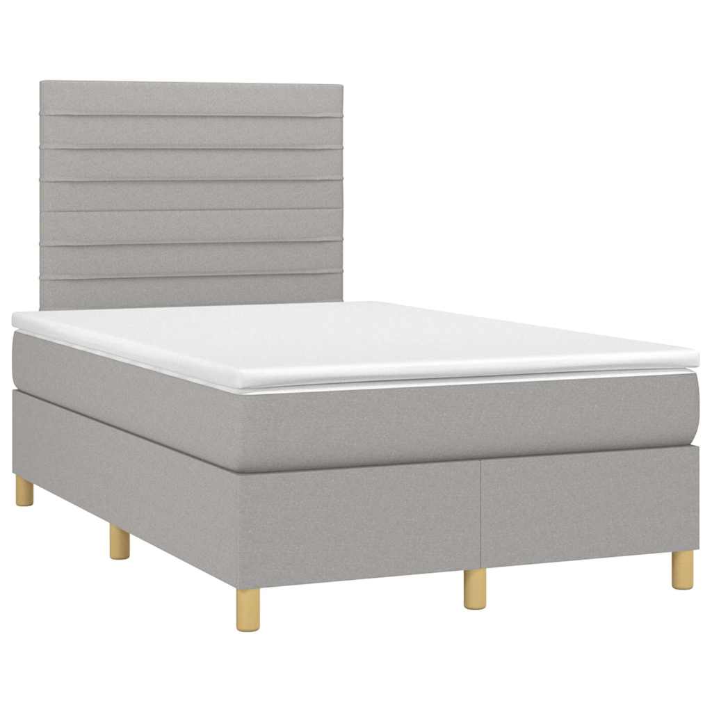 Sommier à lattes de lit matelas LED gris clair 120x190 cm tissu - XIOS