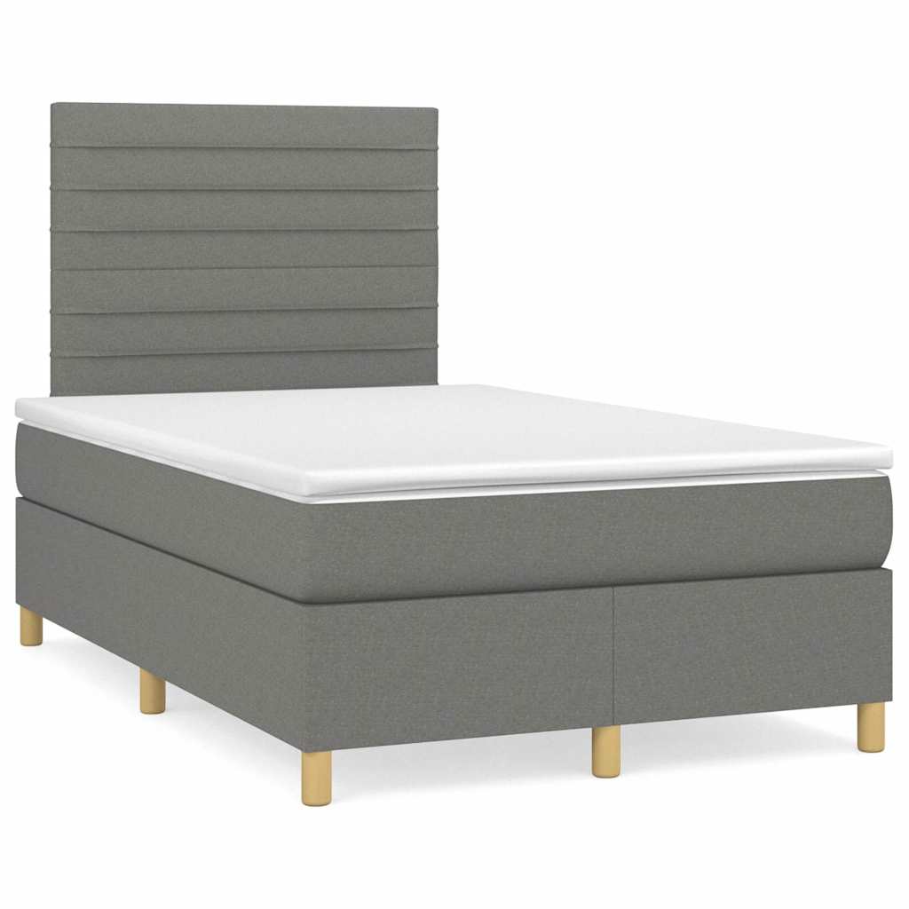 Sommier à lattes de lit matelas LED gris foncé 120x190 cm tissu - XIOS