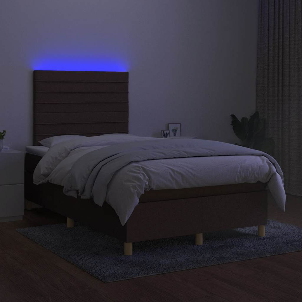 Sommier à lattes de lit matelas et LED marron foncé 120x190 cm - XIOS