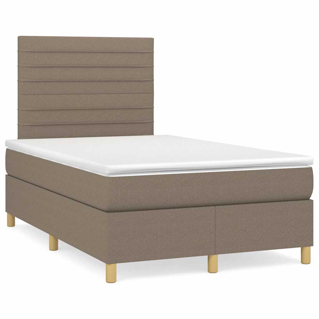 Sommier à lattes de lit matelas et LED taupe 120x190 cm tissu - XIOS