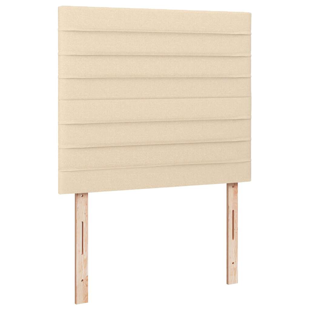 Sommier à lattes de lit matelas et LED crème 120x190 cm tissu - XIOS