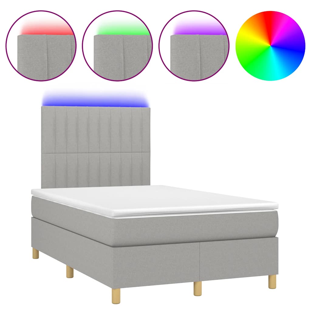 Sommier à lattes de lit matelas LED gris clair 120x190 cm tissu - XIOS