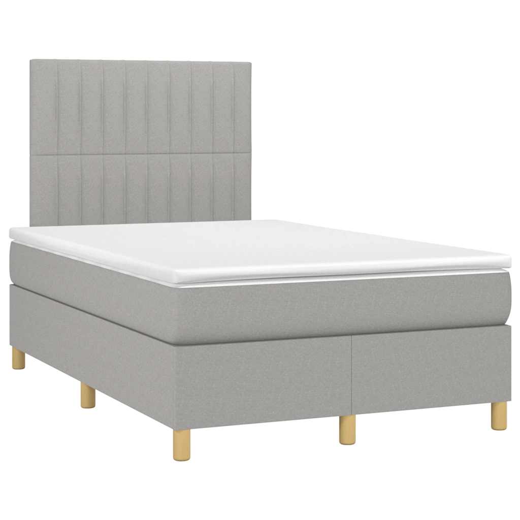 Sommier à lattes de lit matelas LED gris clair 120x190 cm tissu - XIOS