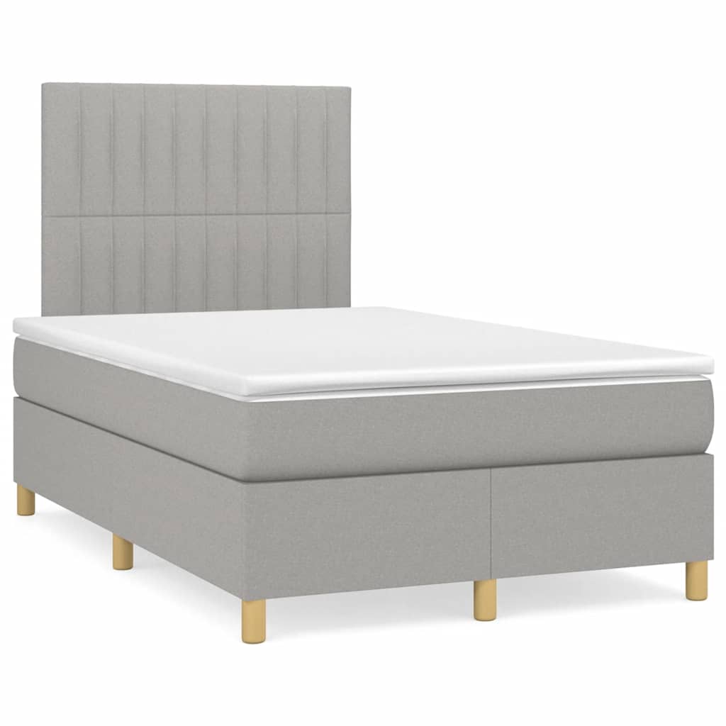 Sommier à lattes de lit matelas LED gris clair 120x190 cm tissu - XIOS