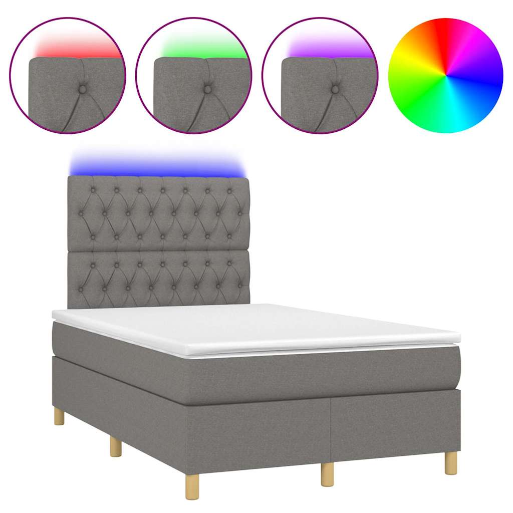 Sommier à lattes de lit matelas LED gris foncé 120x190 cm tissu - XIOS