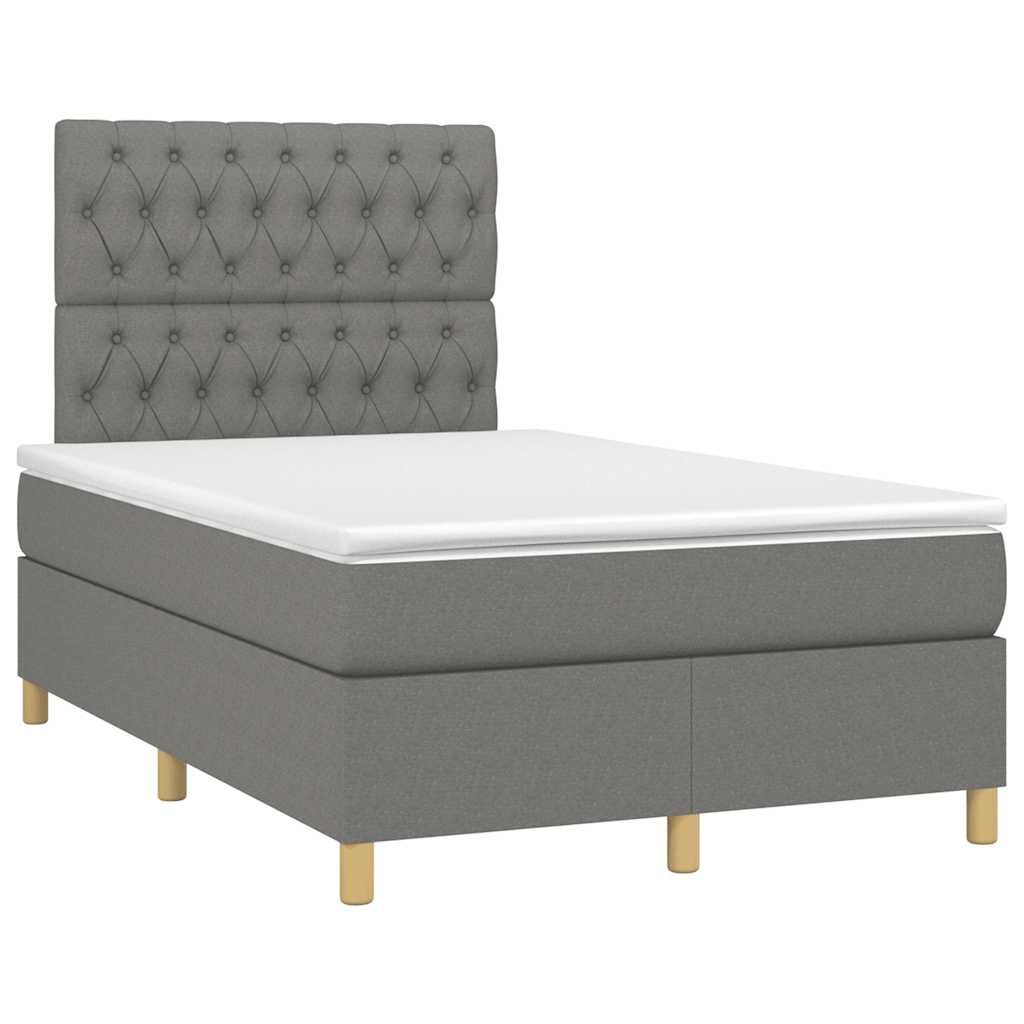 Sommier à lattes de lit matelas LED gris foncé 120x190 cm tissu - XIOS