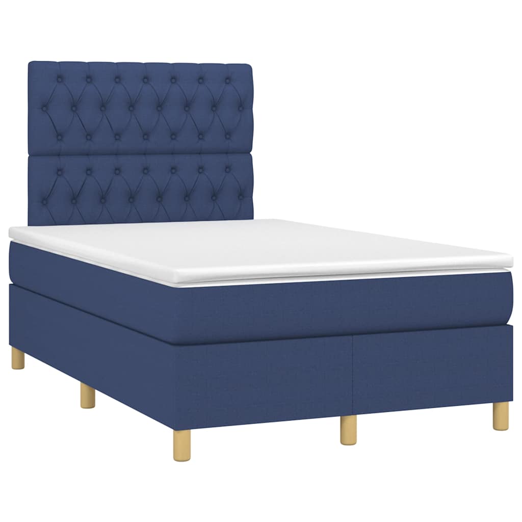 Sommier à lattes de lit matelas et LED bleu 120x190 cm tissu - XIOS