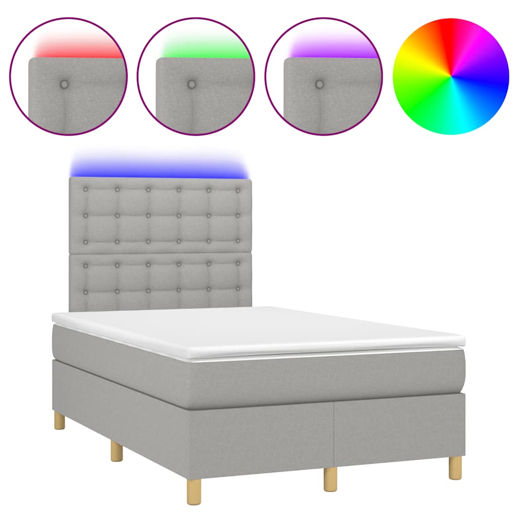 Sommier à lattes de lit matelas LED gris clair 120x190 cm tissu - XIOS