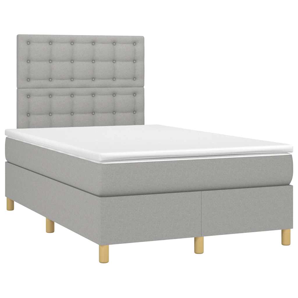 Sommier à lattes de lit matelas LED gris clair 120x190 cm tissu - XIOS