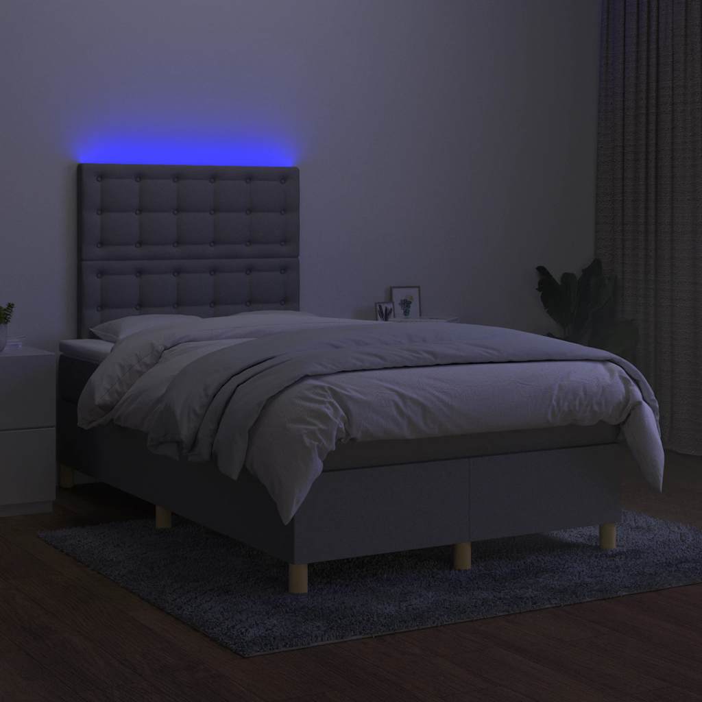 Sommier à lattes de lit matelas LED gris clair 120x190 cm tissu - XIOS