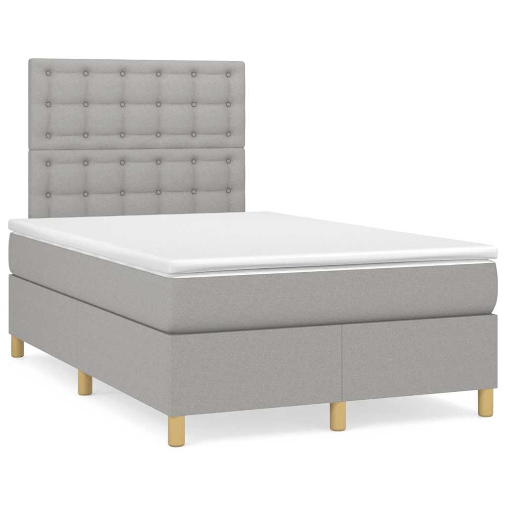 Sommier à lattes de lit matelas LED gris clair 120x190 cm tissu - XIOS