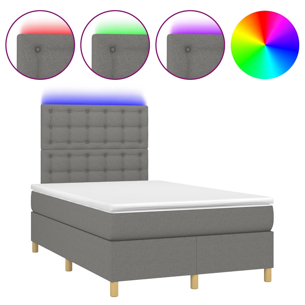 Sommier à lattes de lit matelas LED gris foncé 120x190 cm tissu - XIOS