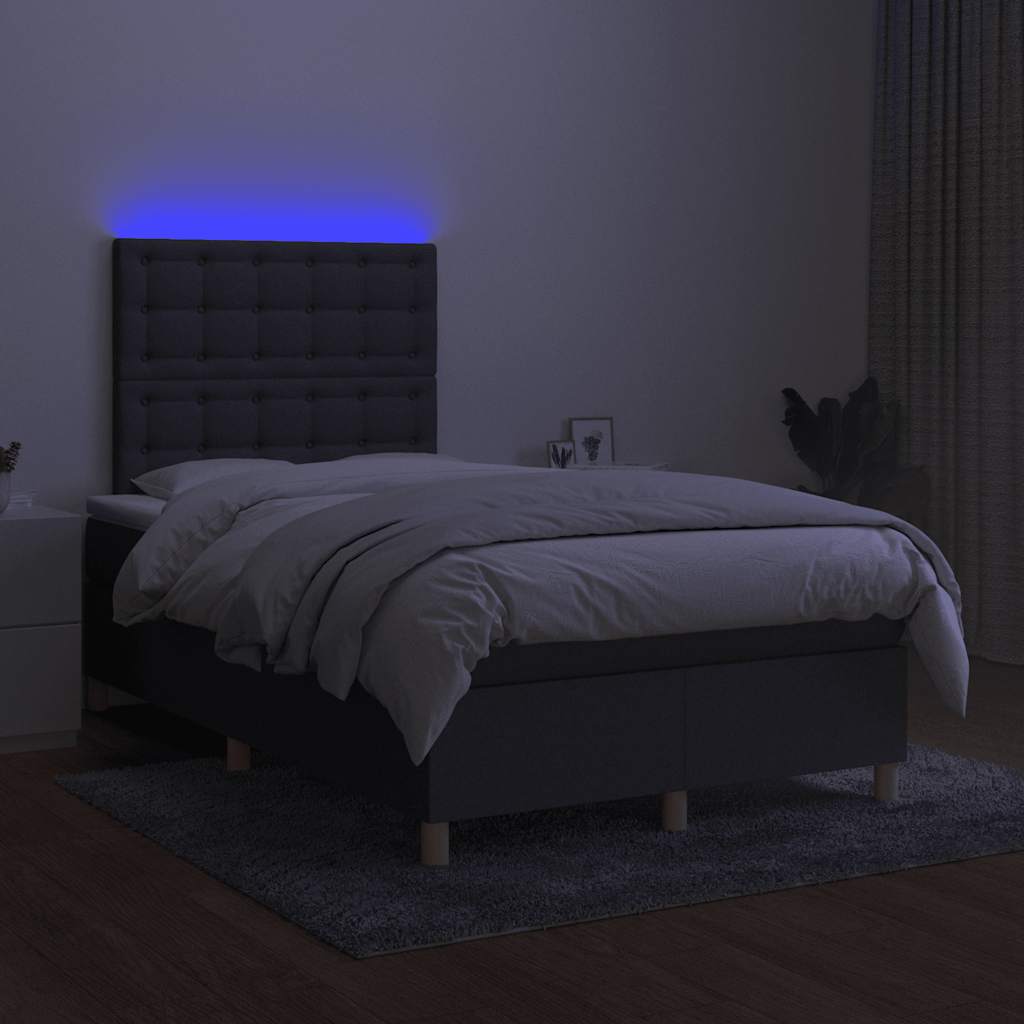 Sommier à lattes de lit matelas LED gris foncé 120x190 cm tissu - XIOS