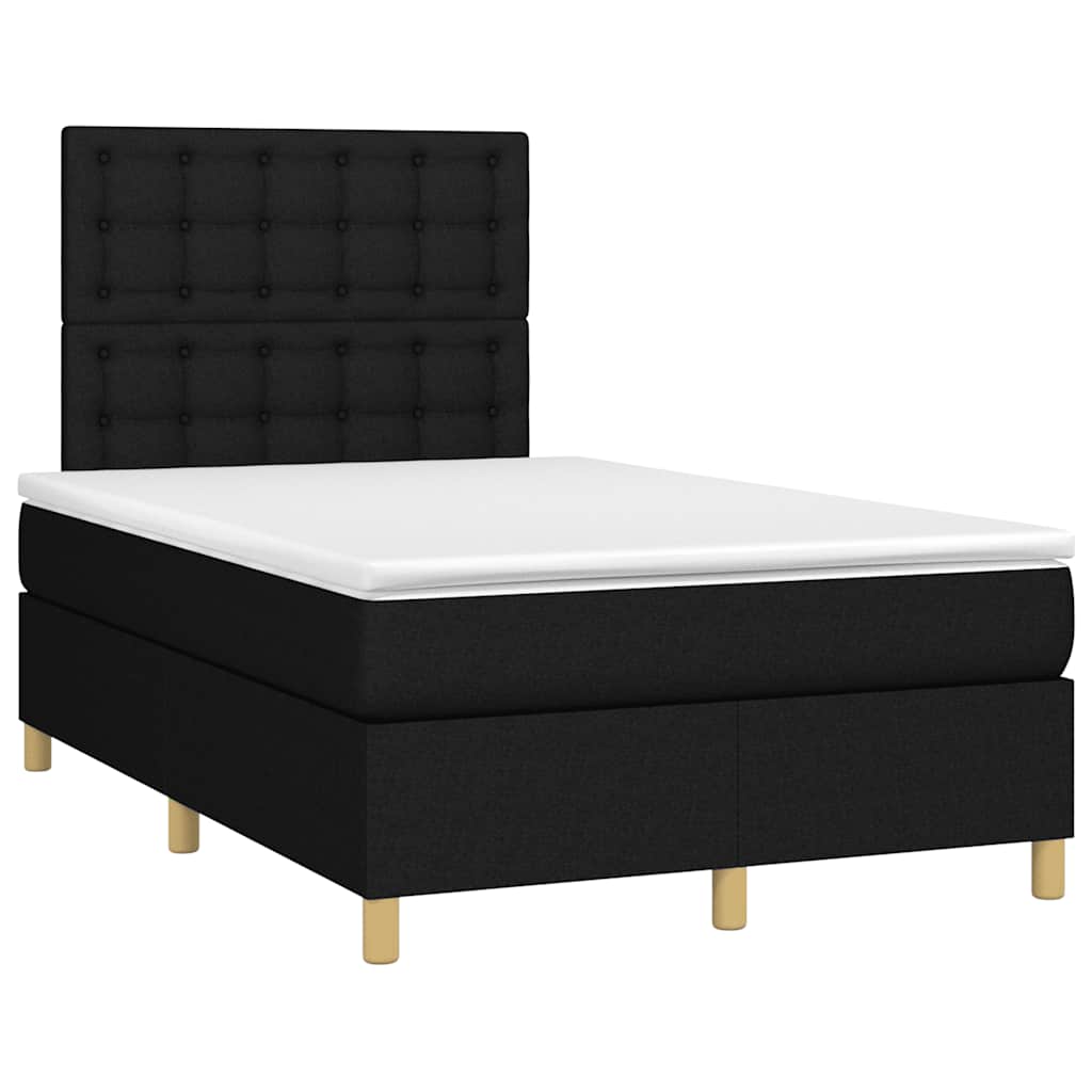 Sommier à lattes de lit matelas et LED noir 120x190 cm tissu - XIOS