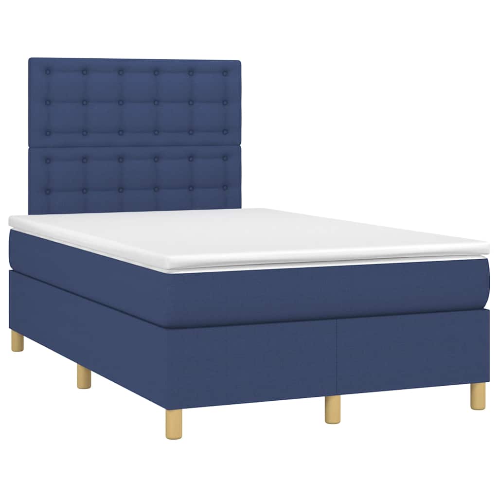 Sommier à lattes de lit matelas et LED bleu 120x190 cm tissu - XIOS