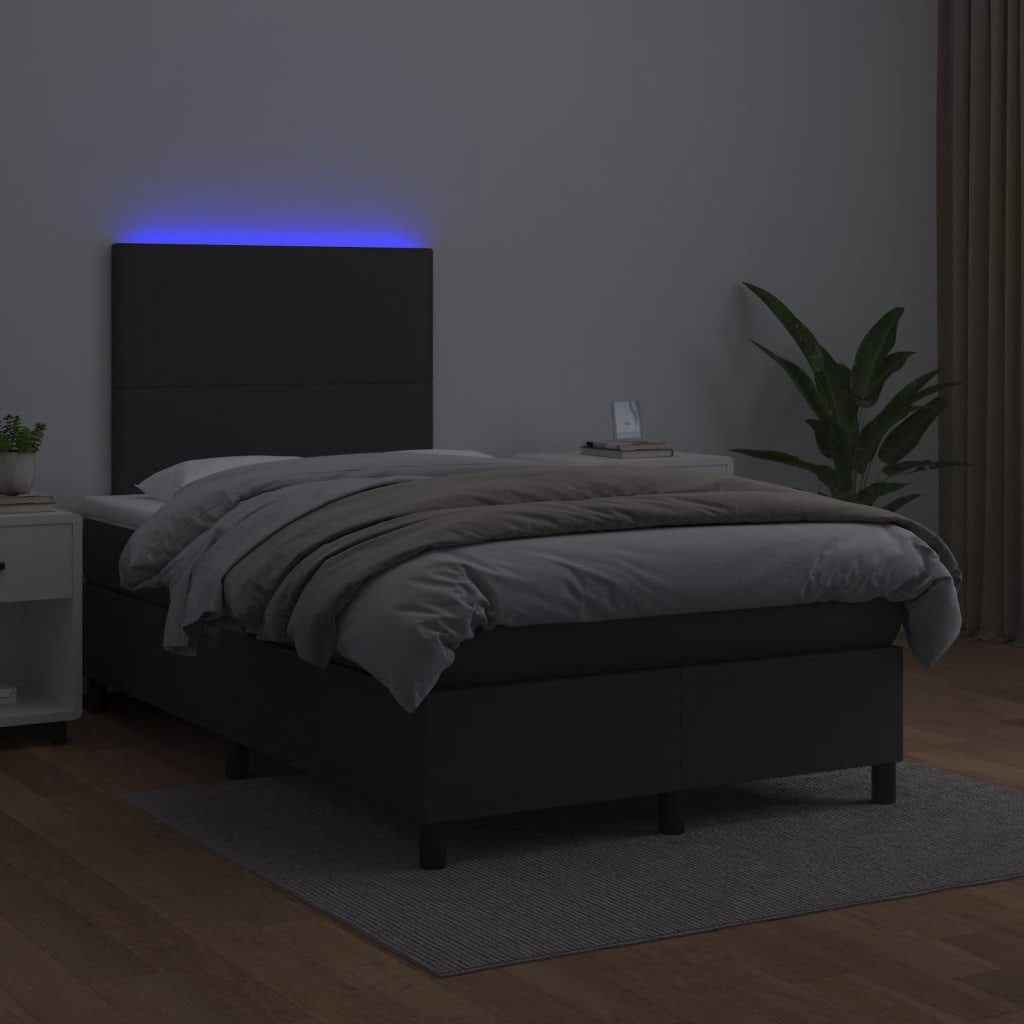 Sommier à lattes de lit matelas LED noir 120x190 cm similicuir - XIOS