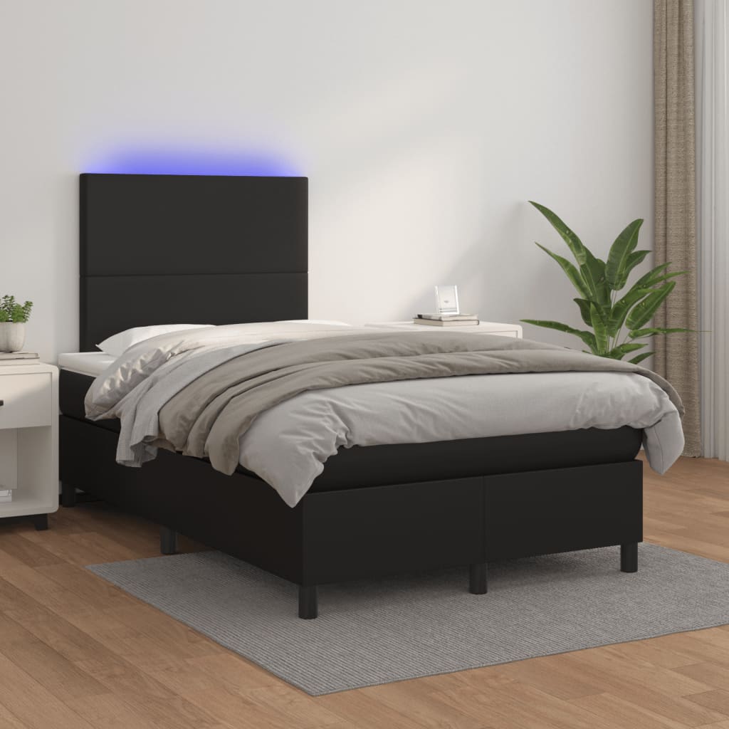 Sommier à lattes de lit matelas LED noir 120x190 cm similicuir - XIOS