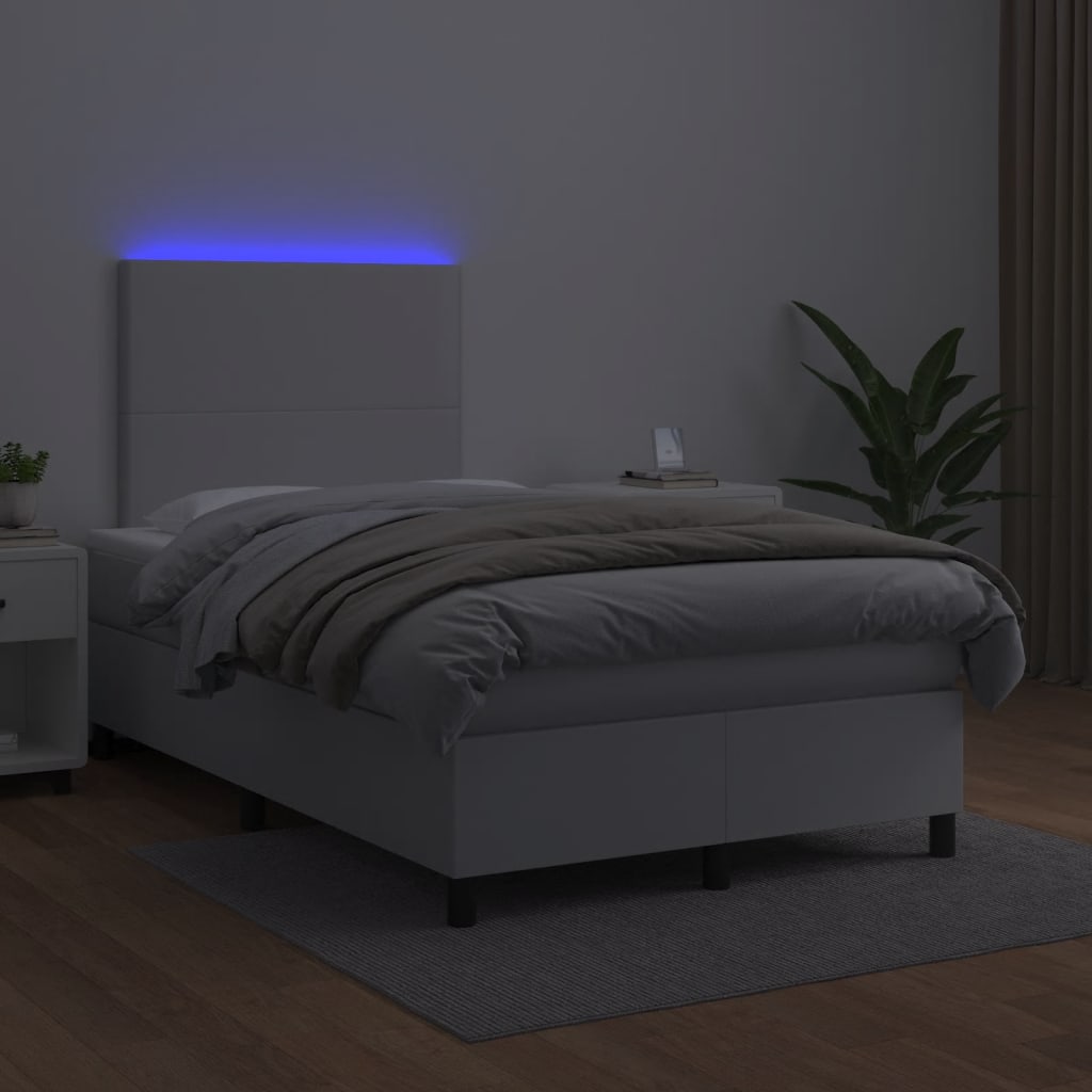 Sommier à lattes de lit matelas LED blanc 120x190 cm similicuir - XIOS