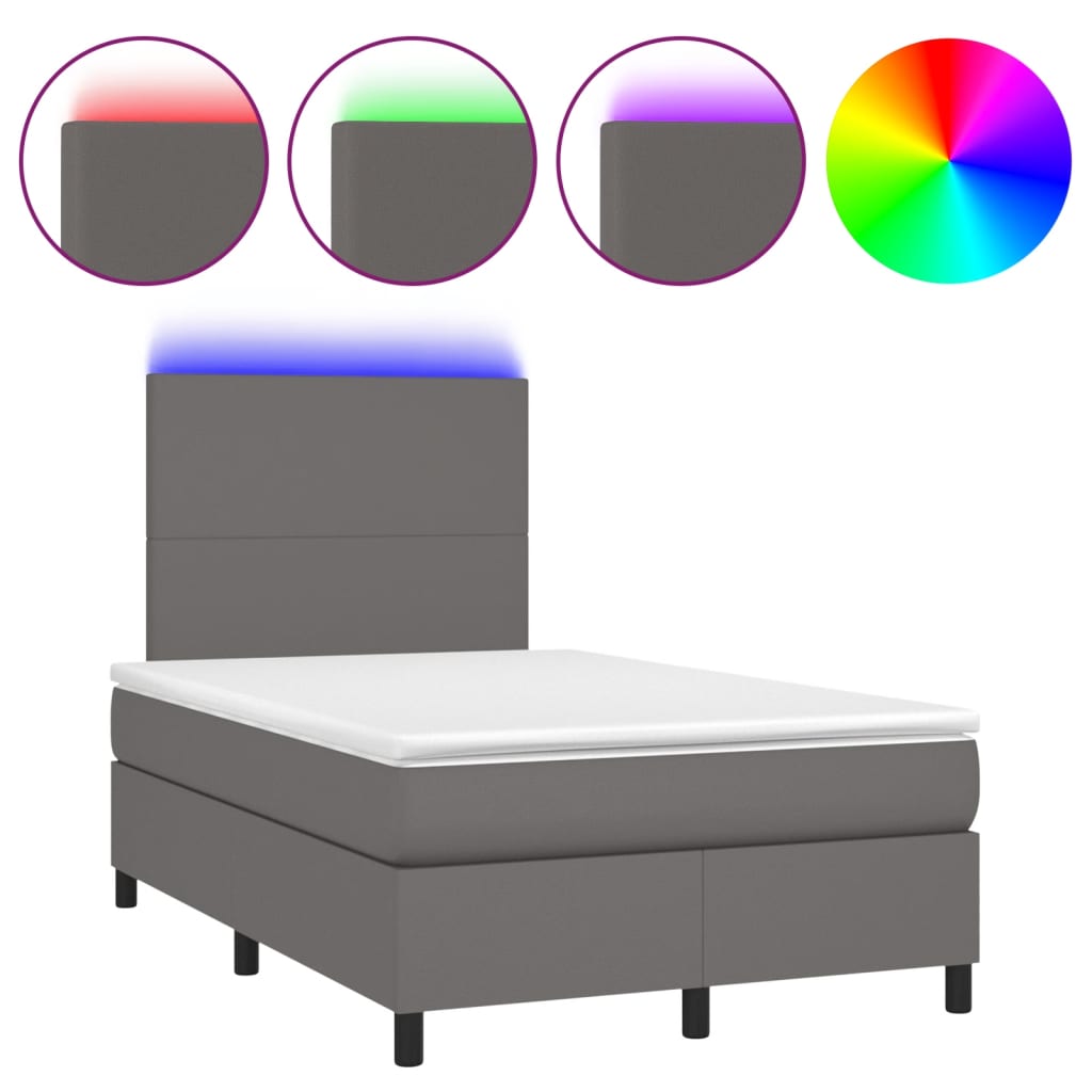 Sommier à lattes de lit matelas LED gris 120x190 cm similicuir - XIOS