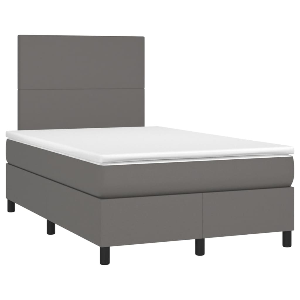 Sommier à lattes de lit matelas LED gris 120x190 cm similicuir - XIOS
