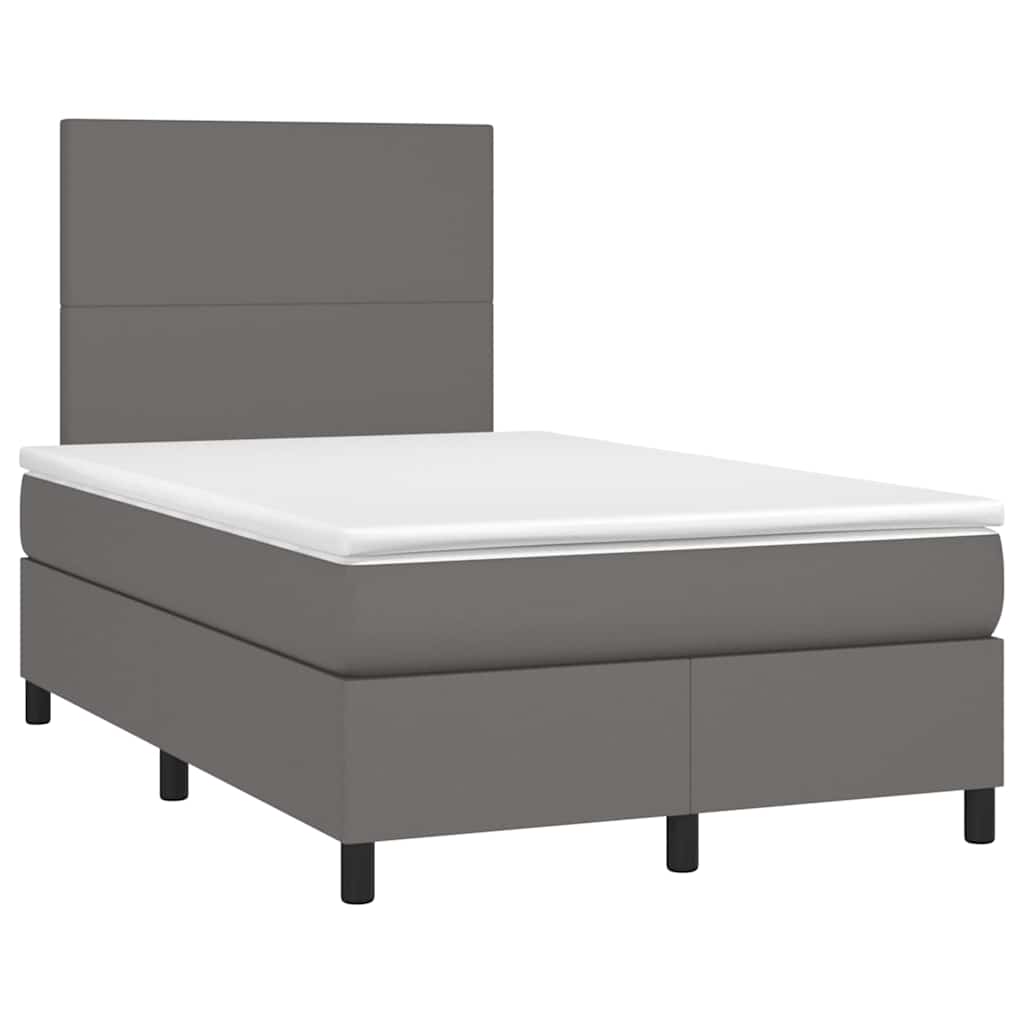 Sommier à lattes de lit matelas LED gris 120x190 cm similicuir - XIOS