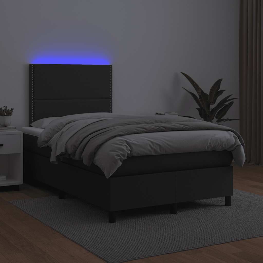 Sommier à lattes de lit matelas LED noir 120x190 cm similicuir - XIOS